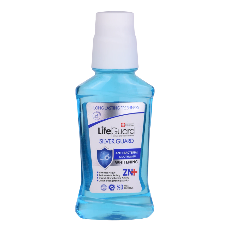 دهانشویه بزرگسال سفیدکننده (Silver Guard) برند لایف گارد با حجم 270 میلی لیتر